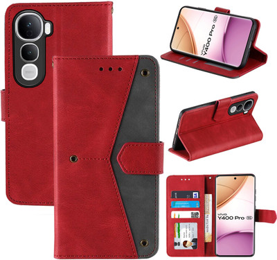 Autofocus Flip Cover for Vivo Y400 Pro 5G(Red, Camera Bump Protector, Pack of: 1)