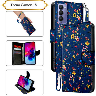 SALGO Flip Cover for Tecno Camon 18(Blue, Pack of: 1)