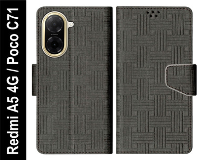 SBMS Flip Cover for Redmi A5 4G / Poco C71 Back Cover Case with Magnatic Closure(Black, Shock Proof, Pack of: 1)