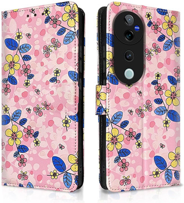 Pikkme Flip Cover for Vivo V40 5G, Vivo 40 Pro 5G, T3 Ultra 5G(Pink, Cases with Holder, Pack of: 1)