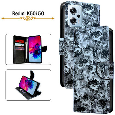 Cutemart Flip Cover for Redmi K50i 5G(Black, Pack of: 1)