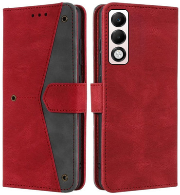 XSHIELD Front & Back Case for Oppo K13x 5G | Premium Business Series Wallet Flip Back Cover(Red, Dual Protection, Pack of: 1)