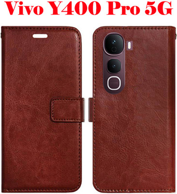 Toklot Flip Cover for Vivo Y400 Pro 5G(Brown, Pack of: 1)