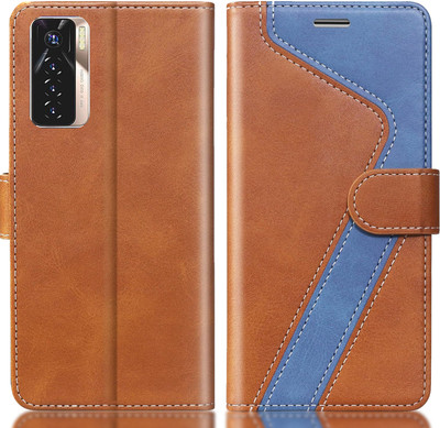 CYOR Flip Cover for TECNO CAMON 17 PRO(Brown, Blue, Dual Protection, Pack of: 1)