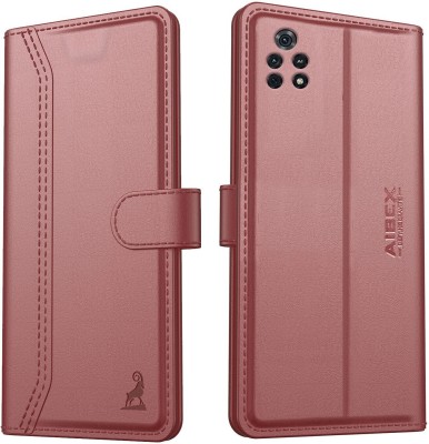 AIBEX Flip Cover for Poco M4 Pro 4G|Vegan PU Leather |Foldable Stand & Pocket(Brown, Cases with Holder, Pack of: 1)