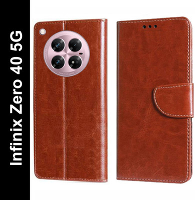 Mashgul Flip Cover for Infinix Zero 40 5G(Brown, Shock Proof, Pack of: 1)