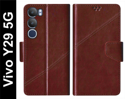 SBMS Flip Cover for Vivo Y29 5G Back Cover Case with Magnatic Closure(Brown, Shock Proof, Pack of: 1)