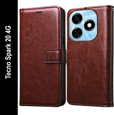 Flipkart SmartBuy Flip Cover for Tecno Spark 20 4G(Brown, Pack of: 1)