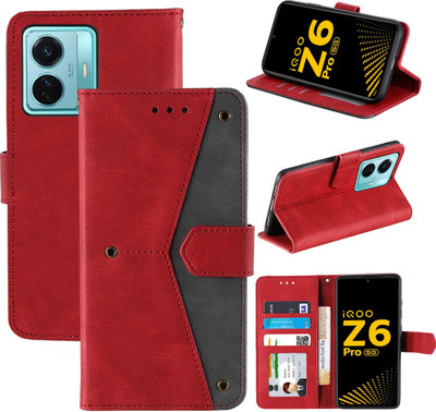 Autofocus Flip Cover for IQOO Z6 Pro 5G(Red, Camera Bump Protector, Pack of: 1)