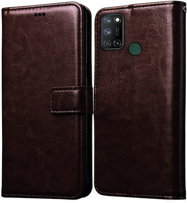 XSHIELD Flip Cover for Realme 7i | Unique Shade | Business Class Series Wallet Back Cover(Brown, Shock Proof, Pack of: 1)