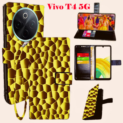 Mxkart Flip Cover for vivo T4 5G(Yellow, Pack of: 1)