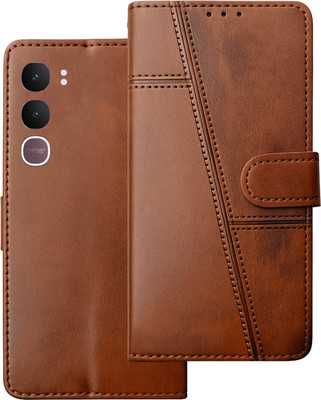 fonfox Flip Cover for fonfox® flip cover for Vivo Y31 5G, Premium PU Leather Magnetic Flip Case(Brown, Magnetic Case, Pack of: 1)