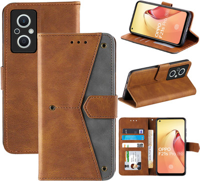 Autofocus Flip Cover for Oppo F21s Pro 5G(Brown, Camera Bump Protector, Pack of: 1)