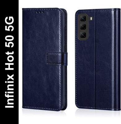 Nuvak Flip Cover for Infinix Hot 50 5G(Blue, Magnetic Case, Pack of: 1)