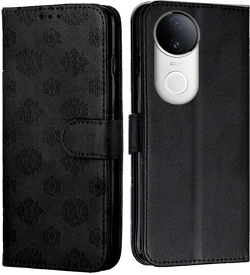 yug emporium Flip Cover for Flip Back Cover for Vivo V50 / V50e /iQOO Z10R 5G | Inbuilt Stand & Pockets | Wallet Style(Black, Dual Protection, Pack of: 1)