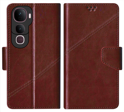 SBMS Flip Cover for Vivo Y400 Pro 5G Back Cover Case with Magnatic Closure(Brown, Shock Proof, Pack of: 1)