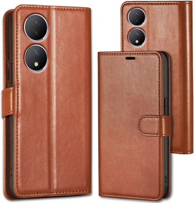Pidgeot Flip Cover for Vivo Y100 5G| Inside TPU with Card Pockets | Wallet Stand | Magnetic Closure |(Brown, Dual Protection, Pack of: 1)