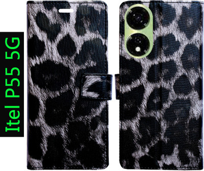 Toklot Flip Cover for Itel P55 5G(Black, Grey, Pack of: 1)