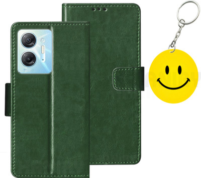 HANIRY Flip Cover for Infinix Hot 30 5G folding cover | X6832 folding cover | Free Smiley Keychain | Green(Green, Dual Protection, Pack of: 1)