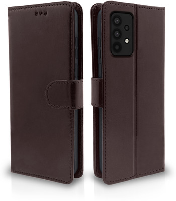 Pikkme Flip Cover for Samsung Galaxy M32 5G, Samsung Galaxy A32 5G(Brown, Cases with Holder, Pack of: 1)