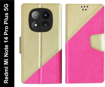 SBMS Flip Cover for Xiaomi Mi Redmi Note 14 Pro Plus 5G Back Cover Case with Magnatic Closure(Pink, Shock Proof, Pack of: 1)