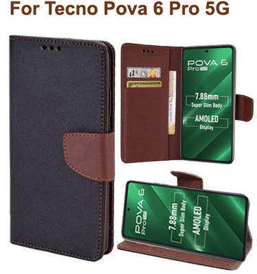 Carnage Flip Cover for Tecno Pova 6 Pro 5G(Brown, Cases with Holder, Pack of: 1)