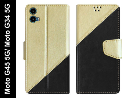 SBMS Flip Cover for Motorola Moto G45 5G / Moto G34 5G Back Cover Case with Magnatic Closure | Inbuilt Stand(Black, Shock Proof, Pack of: 1)