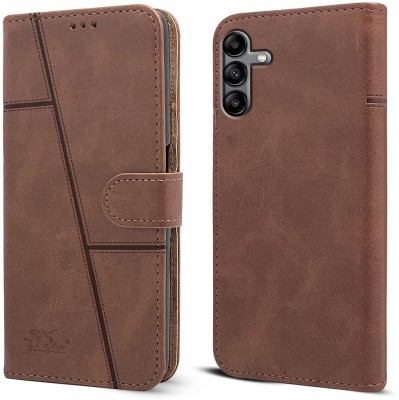 YoZoo Flip Cover for Samsung Galaxy A04s (Flexible | Leather Finish | Card Pockets Wallet(Brown, Dual Protection, Pack of: 1)