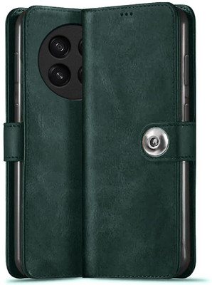 SESS XUSIVE Flip Cover for Oppo F29 Pro 5G Designer Button Flip Cover - Green Button(Brown, Dual Protection)