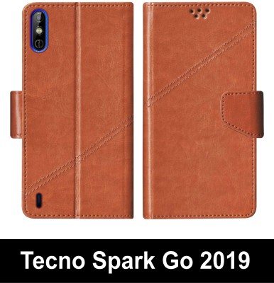SScase Flip Cover for Tecno Spark Go 2019(Brown, Shock Proof, Pack of: 1)