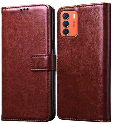 Wristlet Flip Cover for Infinix Zero 5G 2023, Infinix Zero 5G 2023 Turbo(Brown, Cases with Holder, Pack of: 1)