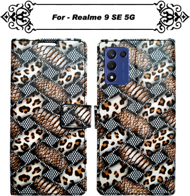 Asmart Flip Cover for Realme 9 SE 5G(Brown, Pack of: 1)