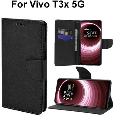 Carnage Flip Cover for Vivo T3x 5G(Black, Cases with Holder, Pack of: 1)