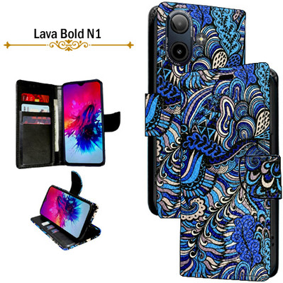Cutemart Flip Cover for Lava Bold N1(Blue, Pack of: 1)