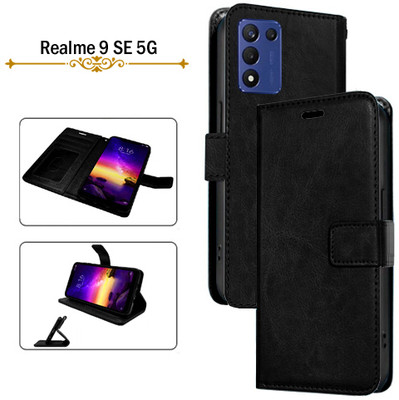 Cutemart Flip Cover for Realme 9 SE 5G(Black, Pack of: 1)