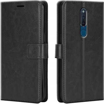 Casesily Flip Cover for Oppo F11 Pro Leather Wallet Case(Black, Cases with Holder, Pack of: 1)
