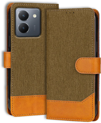 UBROS NETWORK Flip Cover for Vivo Y36 5G(Brown, Cases with Holder, Pack of: 1)
