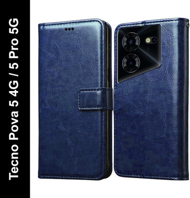 Casotec Flip Cover for Tecno Pova 5 Pro 5G(Blue, Pack of: 1)