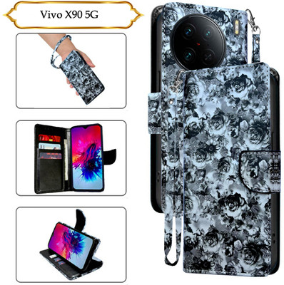 PARGO Flip Cover for Vivo X90 5G(Black, Pack of: 1)
