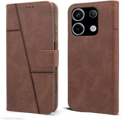 Shining Stars Flip Cover for Xiaomi Redmi Note 13 5G(Brown, Card Holder, Pack of: 1)