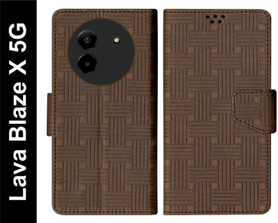SBMS Flip Cover for Lava Blaze X 5G Back Cover Case with Magnatic Closure(Brown, Shock Proof, Pack of: 1)