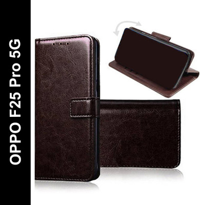 Manobal Flip Cover for OPPO F25 Pro 5G(Brown, Camera Bump Protector, Pack of: 1)