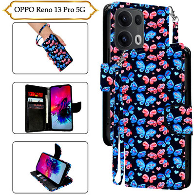 Cutemart Flip Cover for OPPO Reno 13 Pro 5G(Black, Pack of: 1)