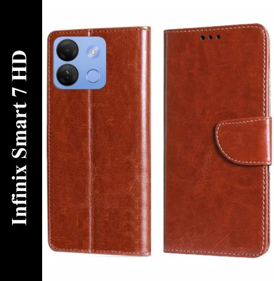 Wynhard Flip Cover for Infinix Smart 7 HD(Brown, Grip Case, Pack of: 1)