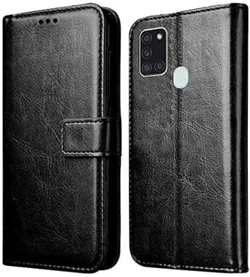 Casesily Flip Cover for Samsung Galaxy A21s Leather Wallet Case(Black, Cases with Holder, Pack of: 1)