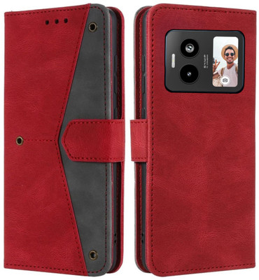 XSHIELD Back Cover for Lava Blaze Duo 5G | Premium Exclusive Business Series Wallet Flip Cover(Red, Dual Protection, Pack of: 1)