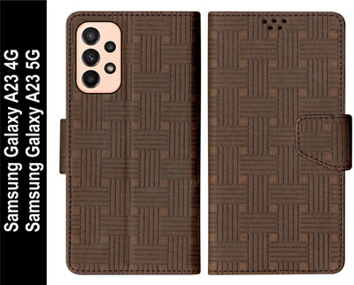 SBMS Flip Cover for Samsung Galaxy A23 5G / Samsung A23 4G(Brown, Shock Proof, Pack of: 1)