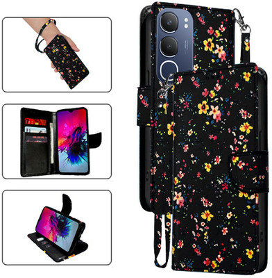 Cutemart Flip Cover for Vivo Y19s 5G(Black, Pack of: 1)