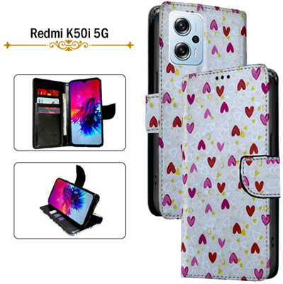 Asmart Flip Cover for Redmi K50i 5G(White, Pack of: 1)