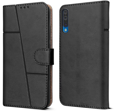 SnapStar Flip Cover for Samsung Galaxy A30s(Premium Leather Material | Built-in Stand | Card Slots and Wallet)(Black, Dual Protection, Pack of: 1)